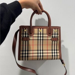 Burberry Tan and Brown Checkered Satchel